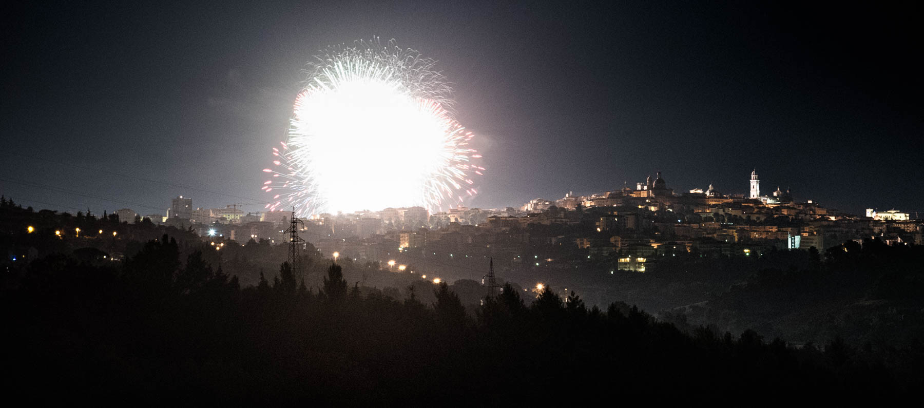 Macerata and Fireckracers in the night